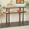 Brown Rattan Console Table with Pressed Tempered Glass Top